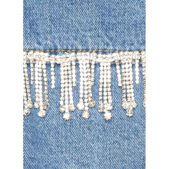NEW Superdown Raya Rhinestone Fringe Denim Jacket - Picture 5 of 5